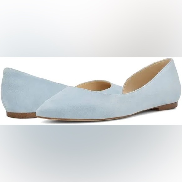 Nine West Blaha Light Blue Suede Kitten, Heel Flats Size 6 M NIB - Picture 1 of 7